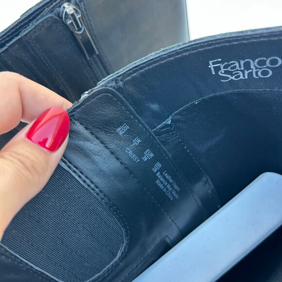 Franco Sarto Tall Leather Riding Boots Crissy Black Equestrian Structured 9 New - Picture 4 of 10